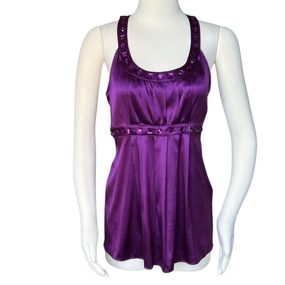 Express Women's Purple Goddess Style Tank Top With Jeweled Neckline Size M NWT - Picture 7 of 9